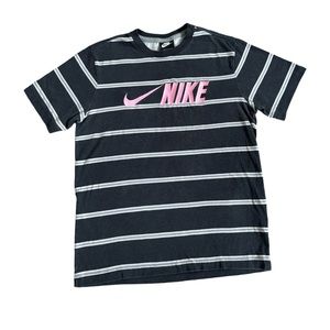 Nike Air Max 90s Vintage Center Pink Logo Black Striped T Shirt